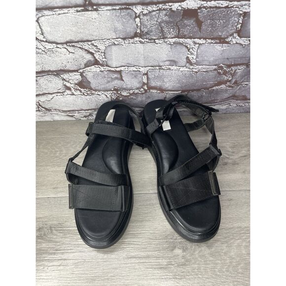 Suzanne Rae Black Synthetic Ankle Strap Platform Wedge Sandals Women Sz 40EU/9.5 - Picture 3 of 16